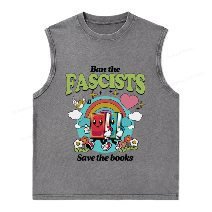 Pagewings Ban the Fascists Save the Books Unisex Washed Tank Top