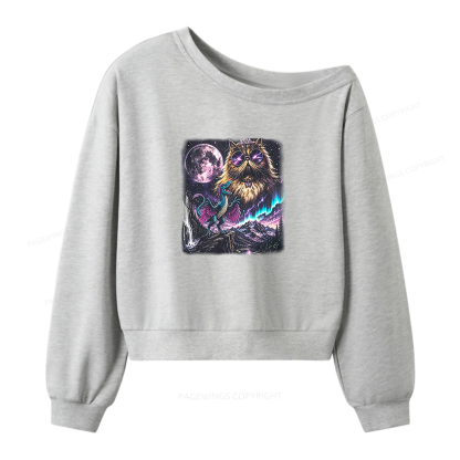 Pagewings Sci Fi Books Lover Women Off Shoulder Sweatshirt