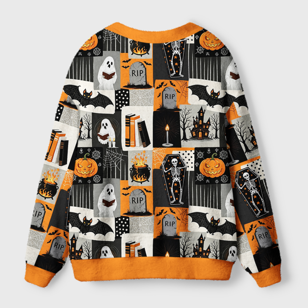 Pagewings Halloween Bookish Light Knit Unisex Cardigan Sweaters