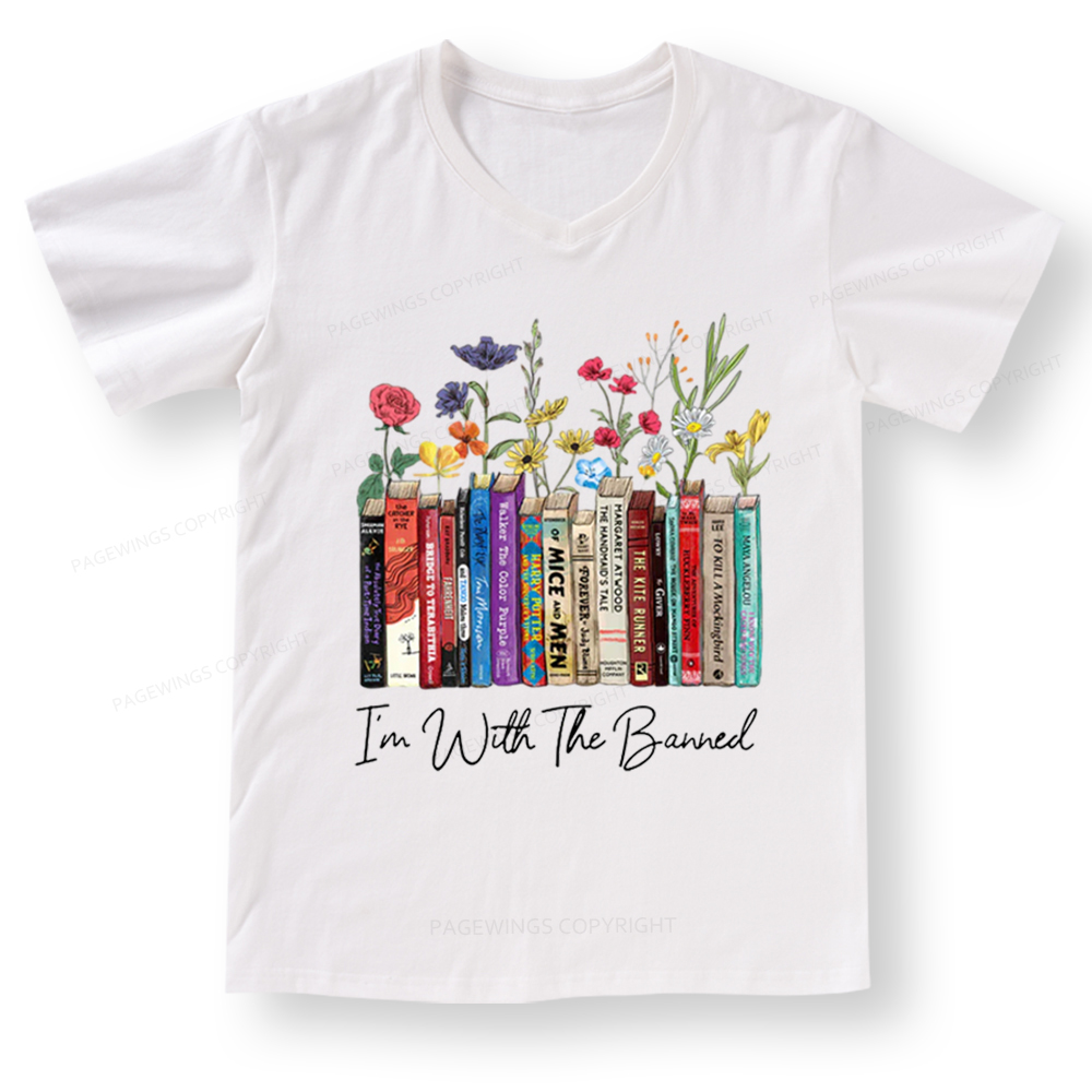 Pagewings I'm With The Banned Flowers V-neck T-shirt