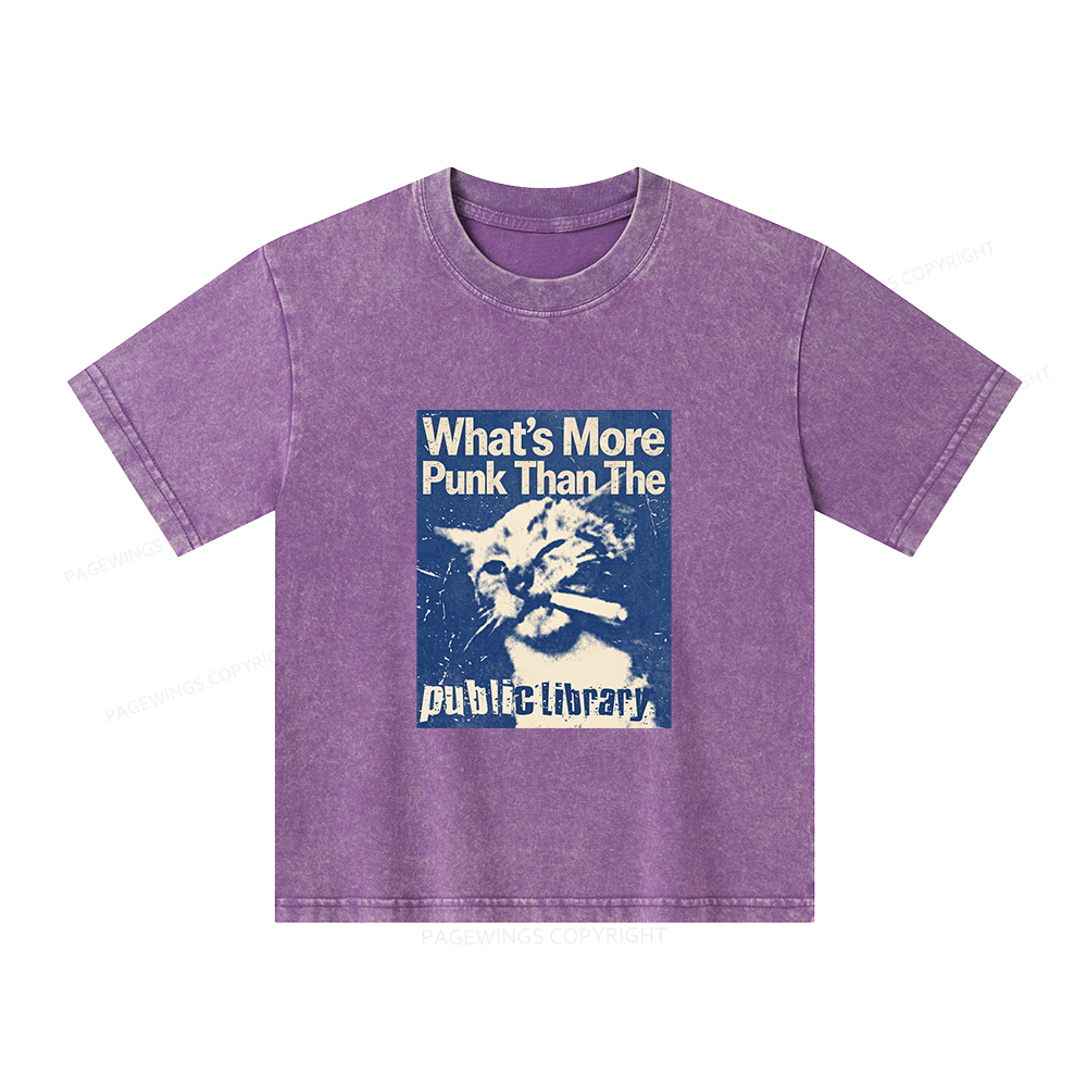 Pagewings What's More Punk Than The Public Library Unisex Kids Washed T-shirt
