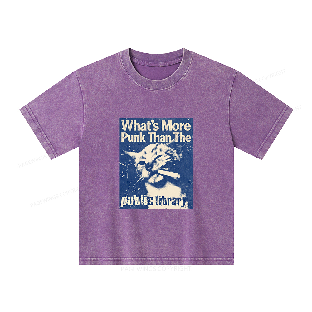 Pagewings What's More Punk Than The Public Library Unisex Kids Washed T-shirt
