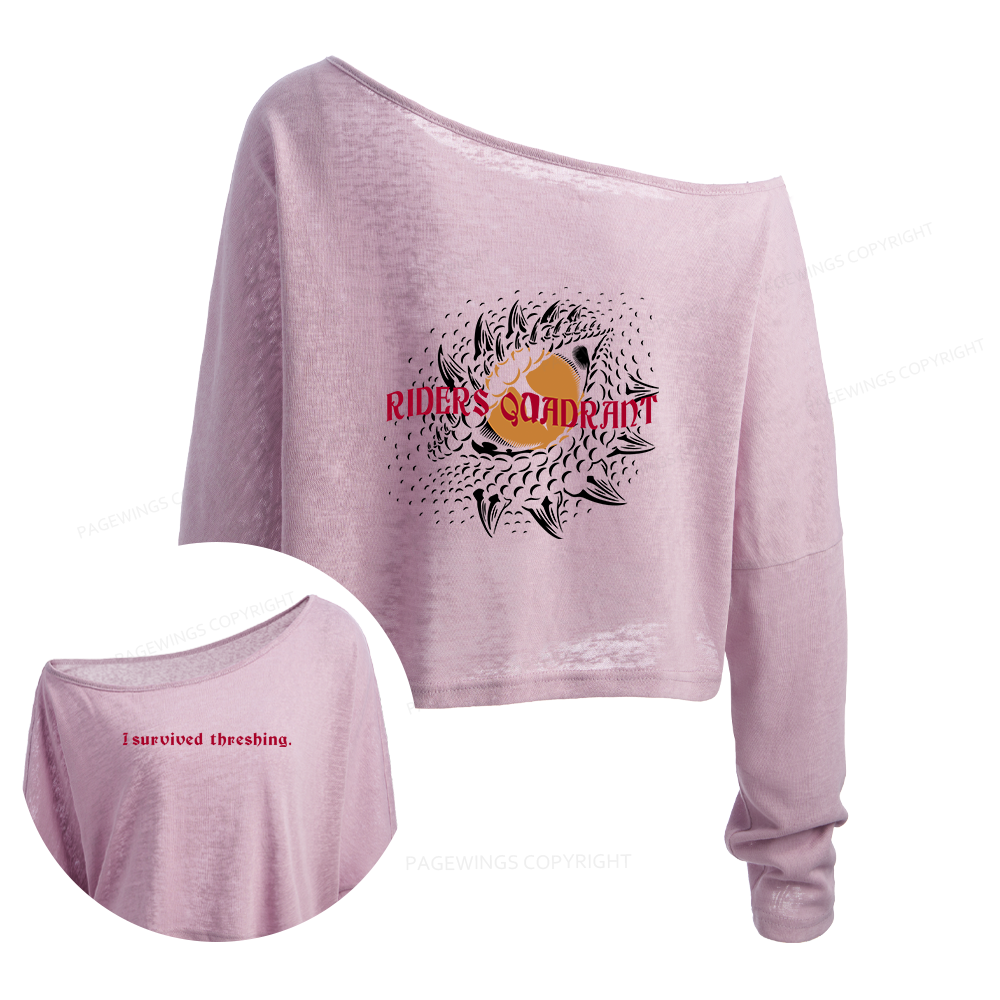 Pagewings Dragon Riders Slouchy Long Sleeve Off Shoulder T-shirt