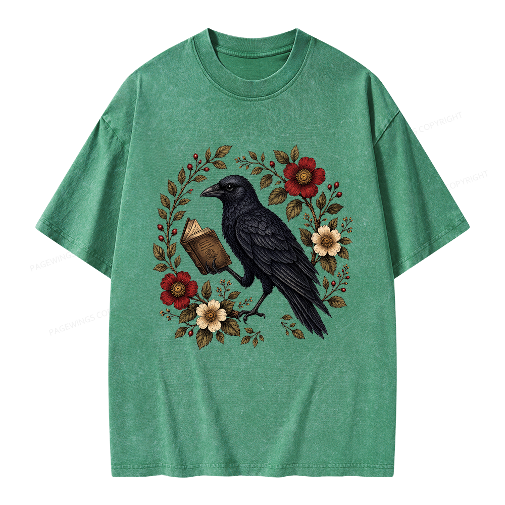 Pagewings Black Crow Unisex Washed T-shirt