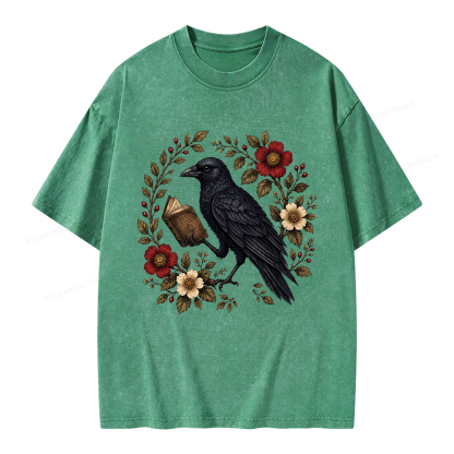 Pagewings Black Crow Unisex Washed T-shirt