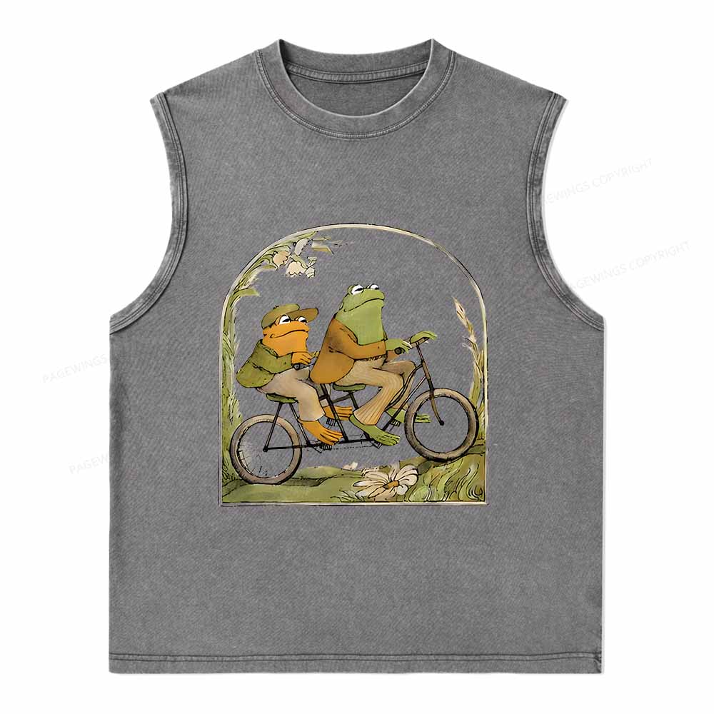 Pagewings Frog And Toad Book Vintage Unisex Washed Tank Top