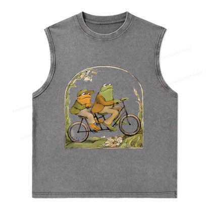 Pagewings Frog And Toad Book Vintage Unisex Washed Tank Top
