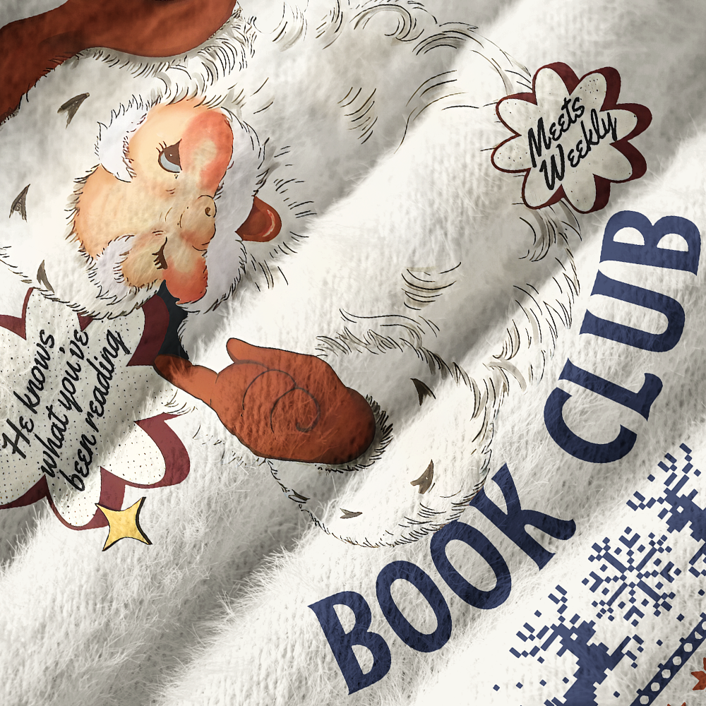 Pagewings The North Pole Book Club Off Shoulder Ugly Knit Sweater