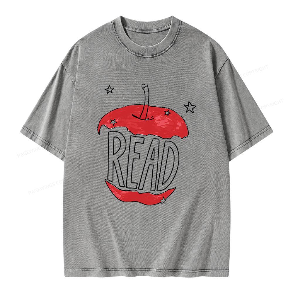 Pagewings Read Apple Unisex Washed T-shirt