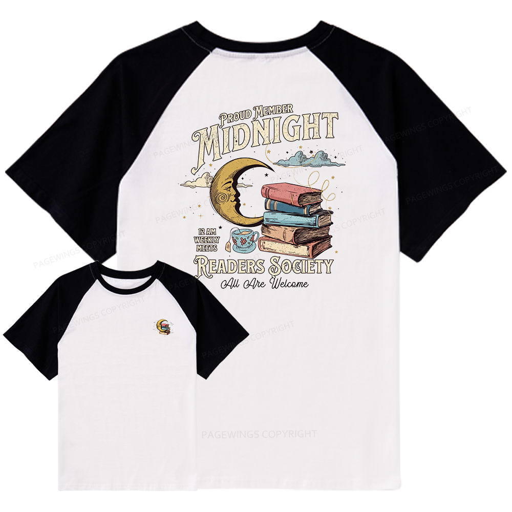 Pagewings Midnight Readers Society Raglan T-shirt