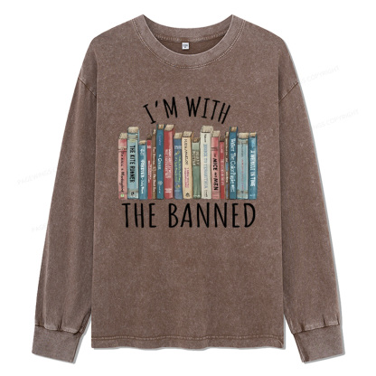 Pagewings I'm With The Banned Unisex Washed Long Sleeve T-shirt