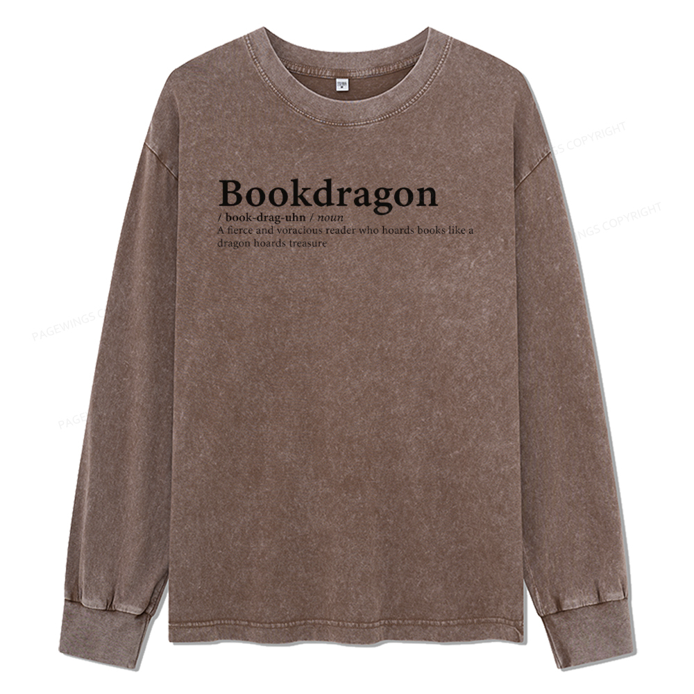 pagewings Bookdragon: Journey Through Words book lover Unisex Washed Long Sleeve T-shirt