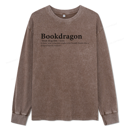 pagewings Bookdragon: Journey Through Words book lover Unisex Washed Long Sleeve T-shirt