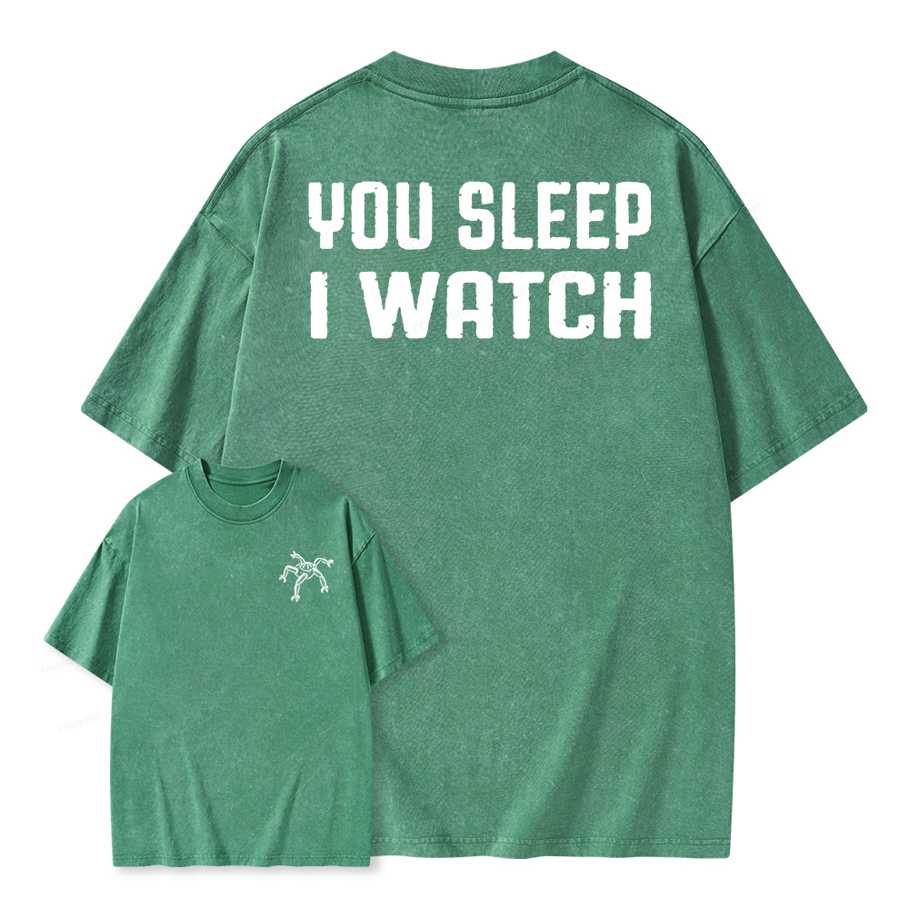 Pagewings You Sleep I Watch Unisex Washed T-shirt