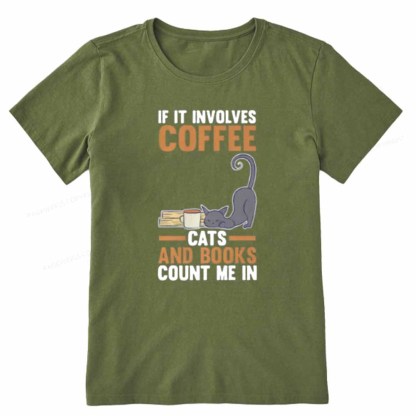 Pagewings Cats Reading Books Coffee Unisex Classic T-shirt