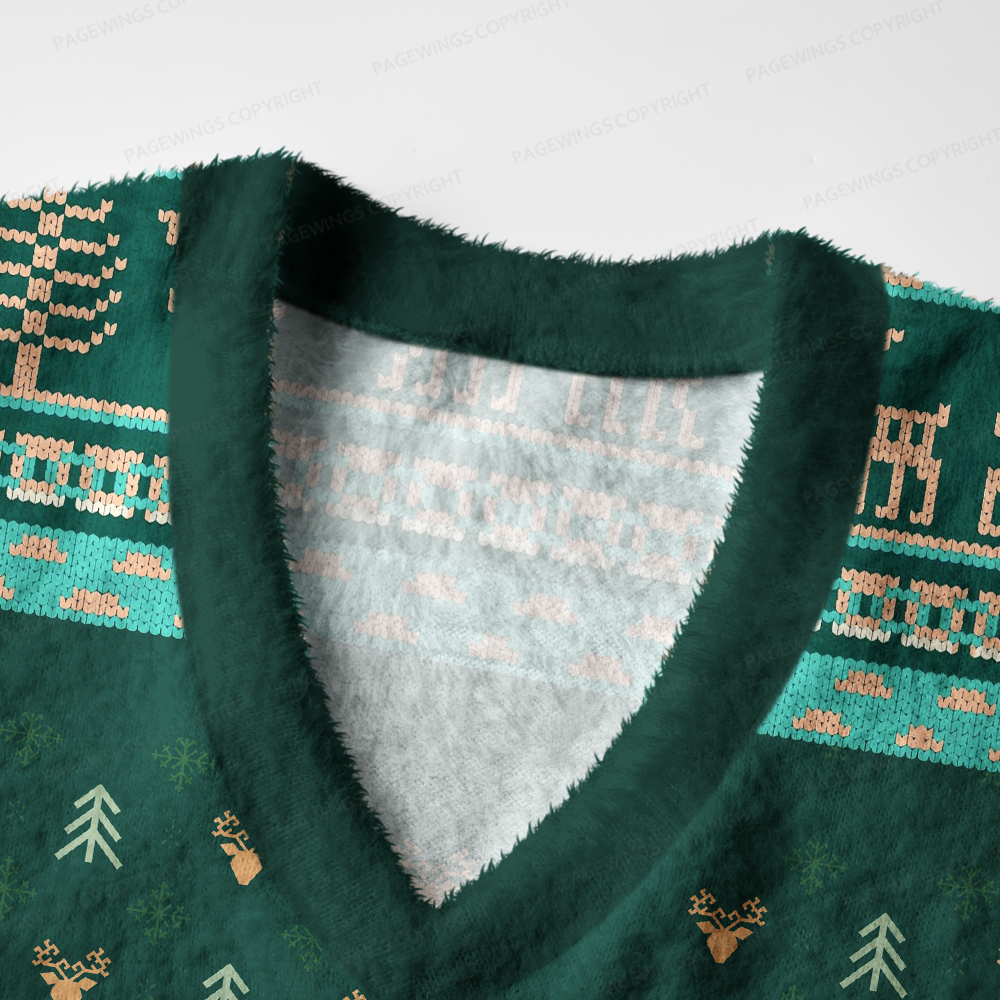 Pagewings Bookish Vibe Women's V-Neck Ugly Knit Vest