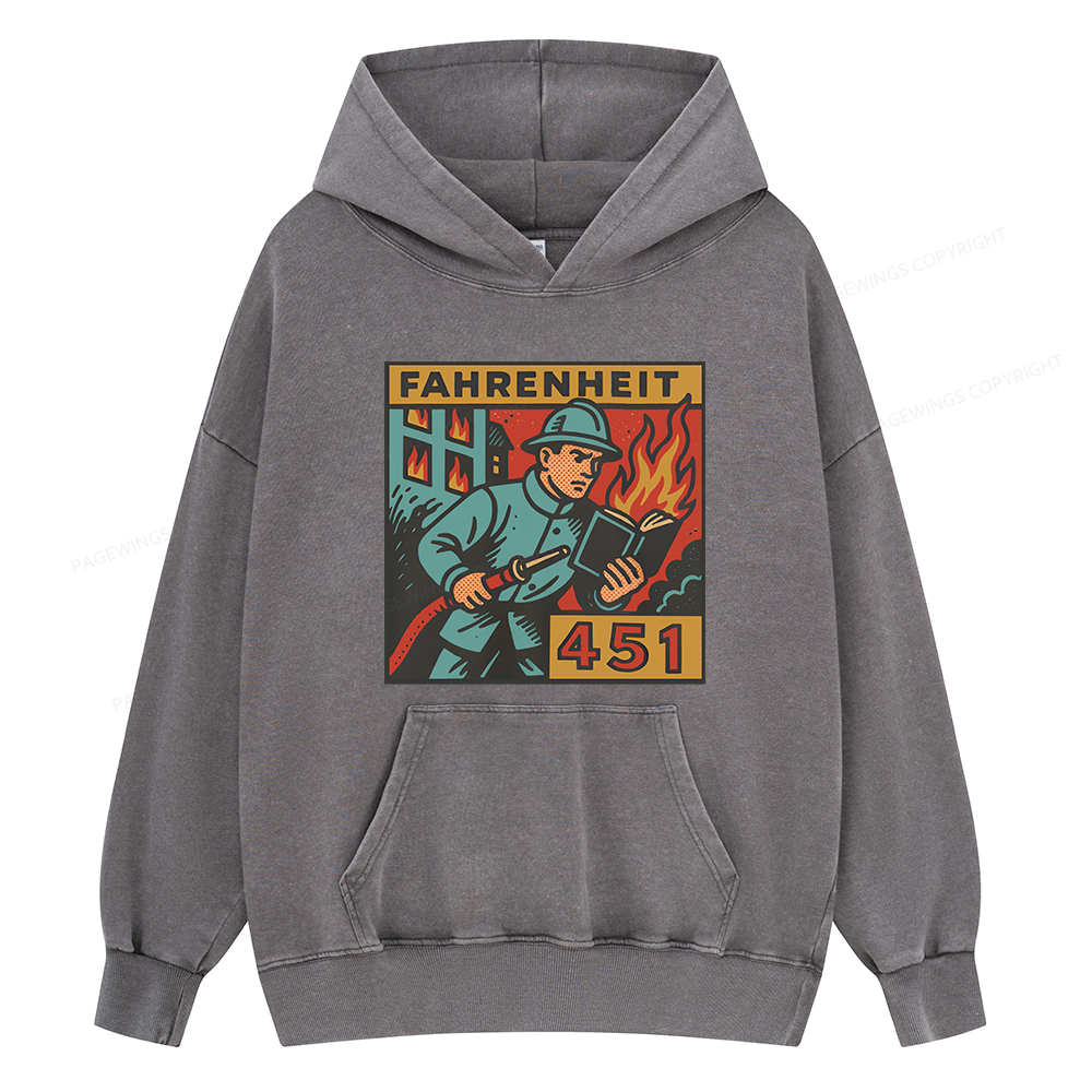Pagewings Literature 451 Unisex Washed Hoodie
