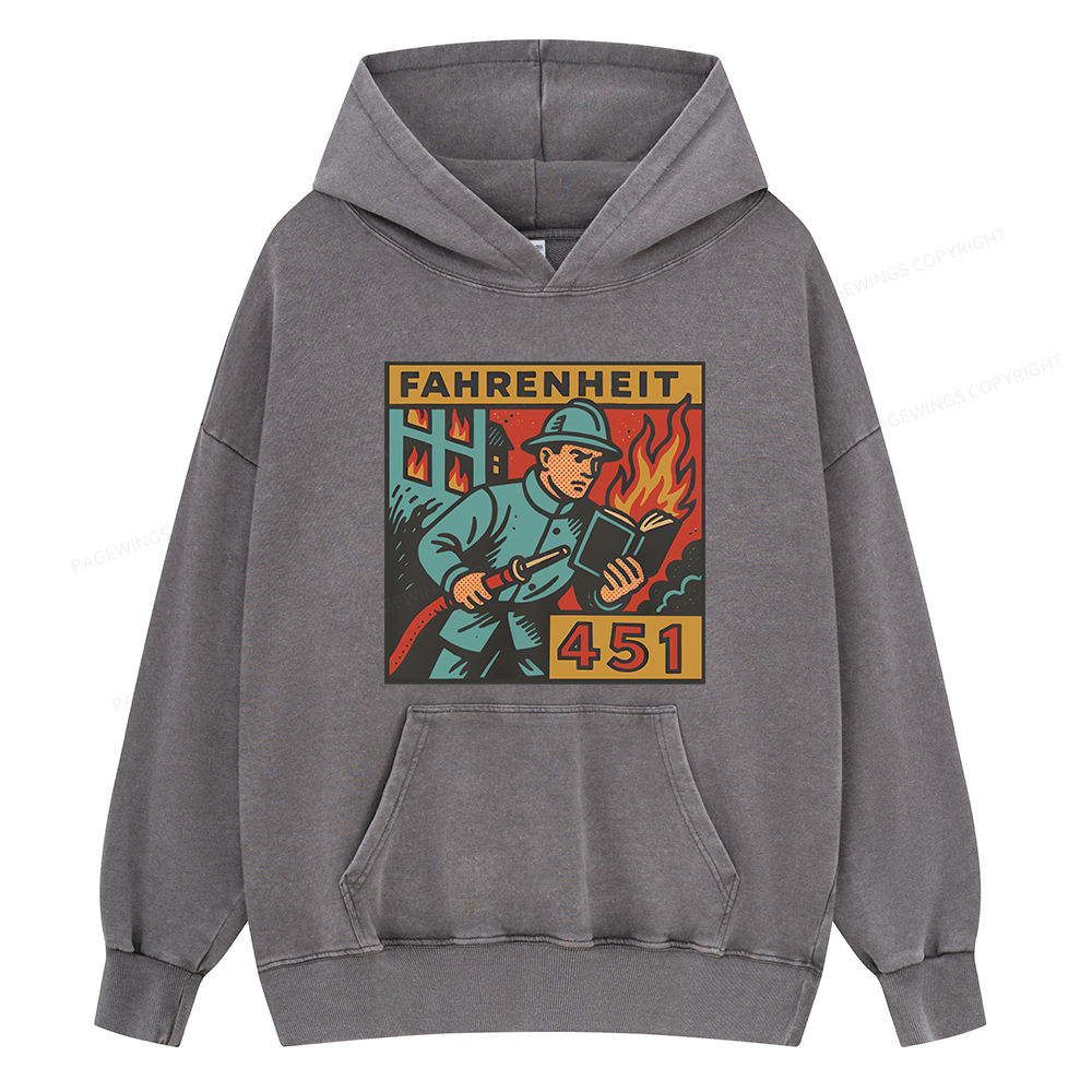 Pagewings Literature 451 Unisex Washed Hoodie