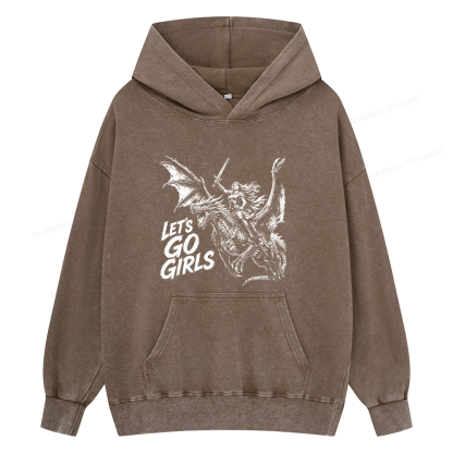 Pagewings Woman Dragon Rider Unisex Washed Hoodie