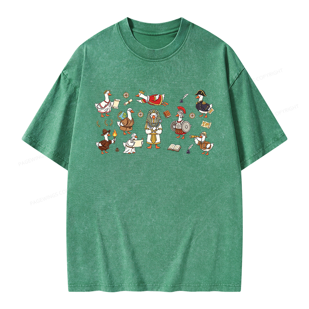 Pagewings History Teacher Goose Unisex Washed T-shirt