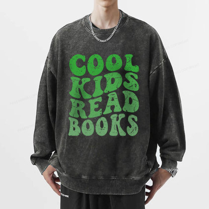 Pagewings cool kids read books Unisex Washed Sweatshirt