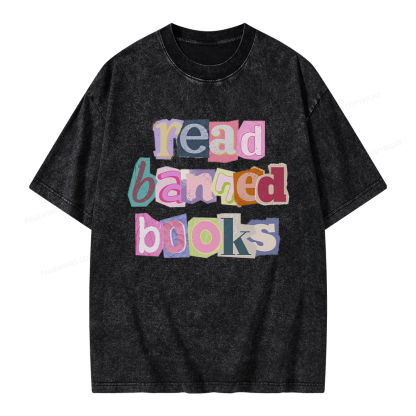 Pagewings Read Banned Books Unisex Washed T-shirt