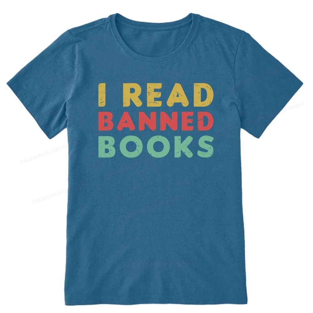 Pagewings Vintage I Read Banned Books Geek Readers T-Shirt Unisex Classic T-shirt