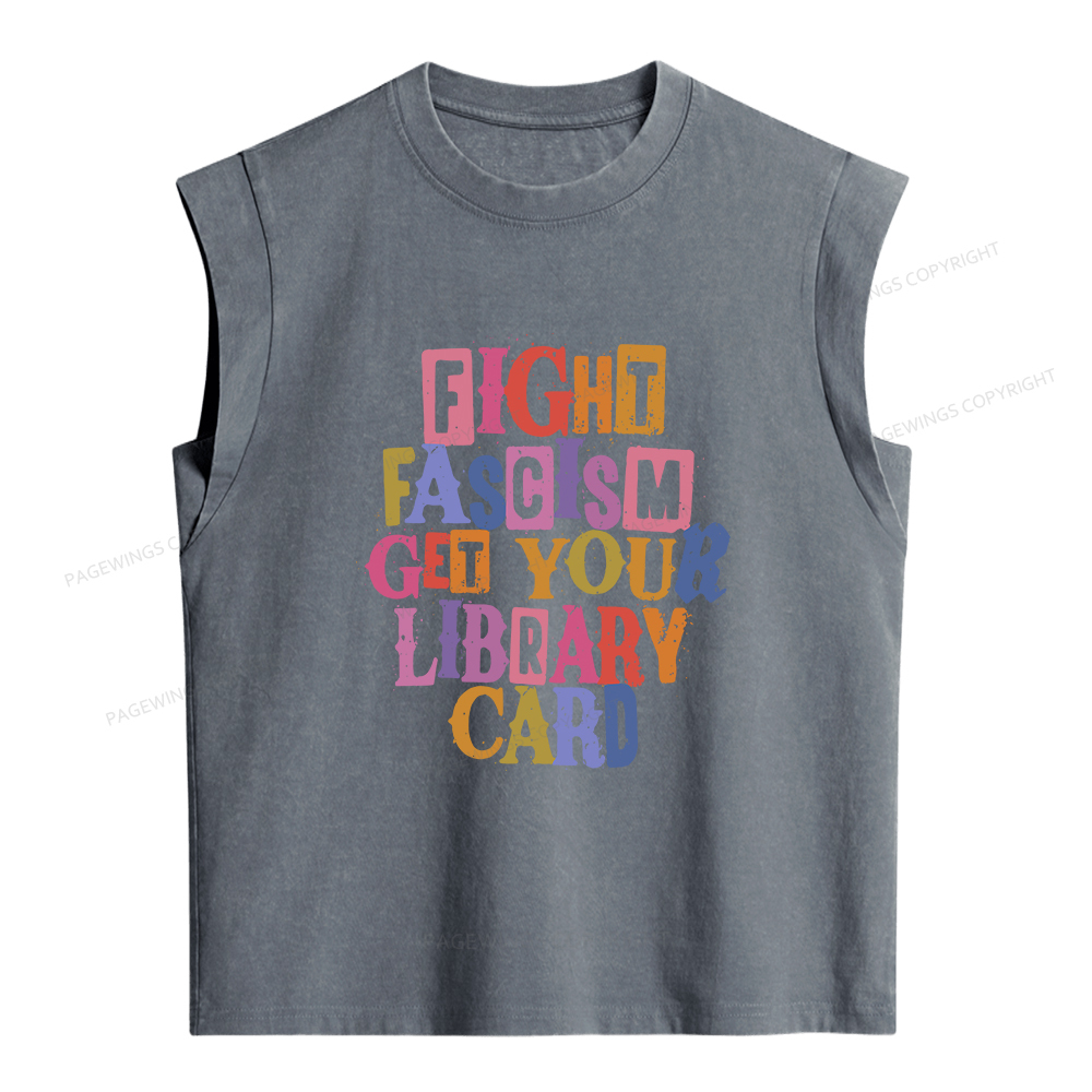 Pagewings Get Your Library Card Women's Washed Tank Top