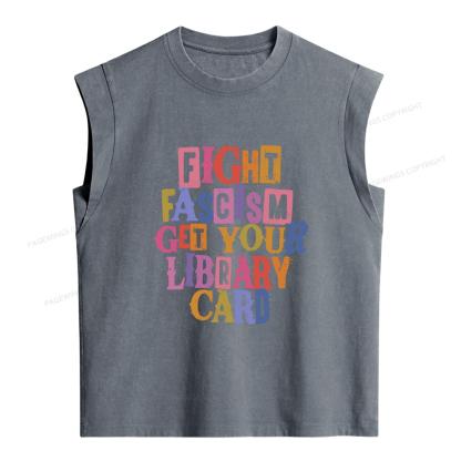 Pagewings Get Your Library Card Women's Washed Tank Top
