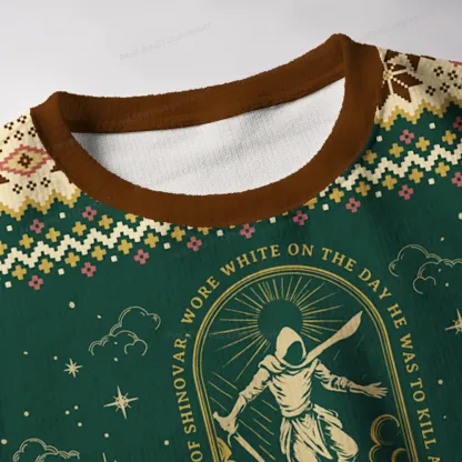 Pagewings Wore White On The Day He Was To Kill A King Unisex Ugly Knit Sweatshirt