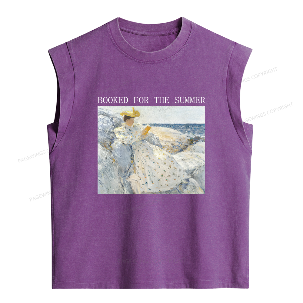 Pagewings Booked For The Summer Women's Washed Tank Top