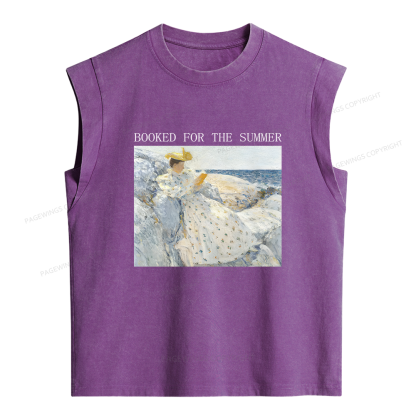 Pagewings Booked For The Summer Women's Washed Tank Top