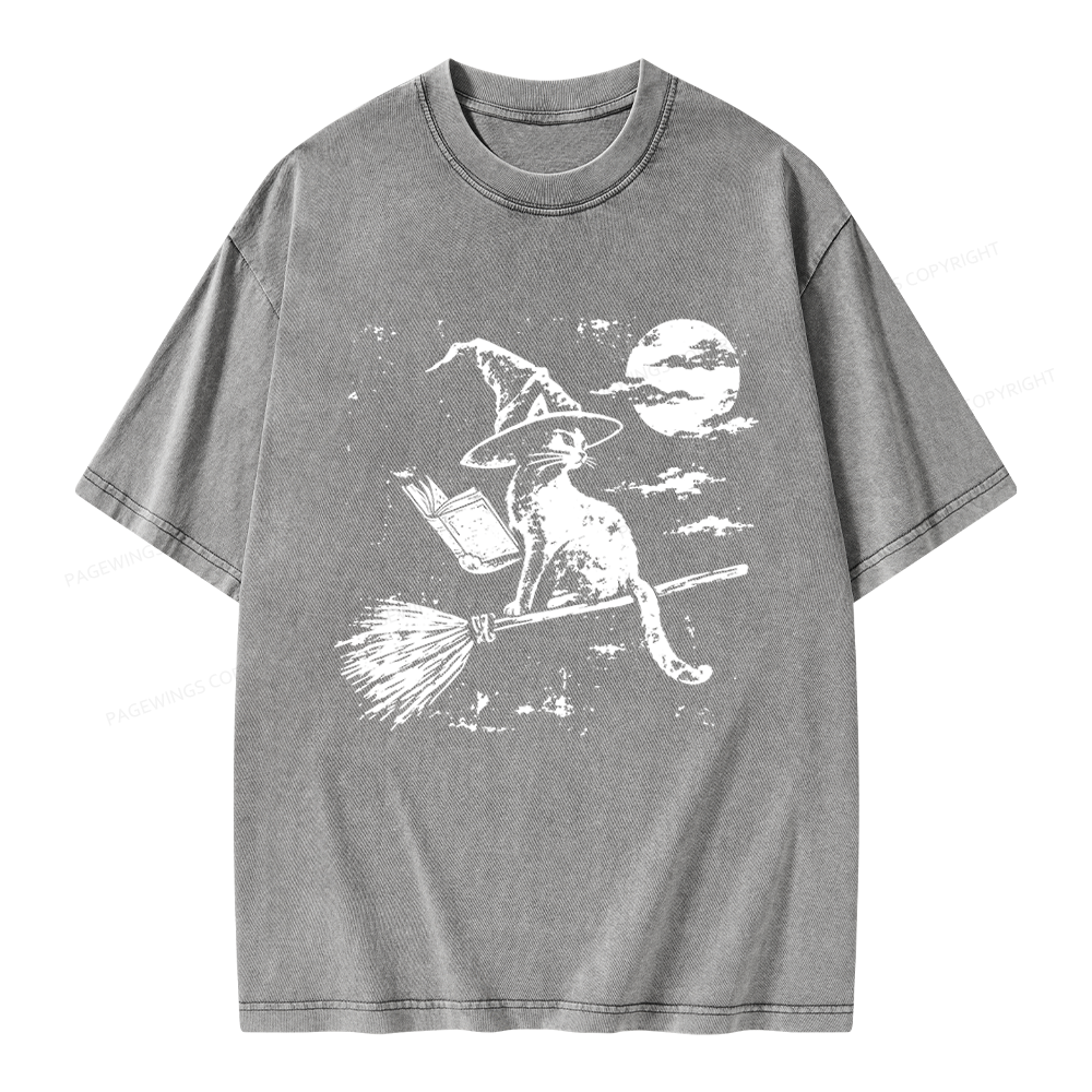 Pagewings Witchy Cat Unisex Washed T-shirt