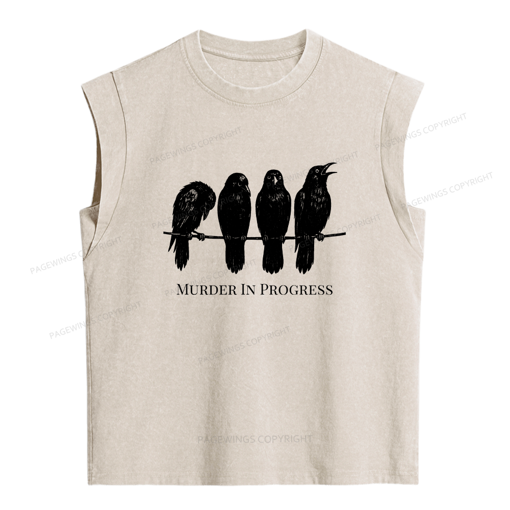 Pagewings Murder In Progress Women's Washed Tank Top