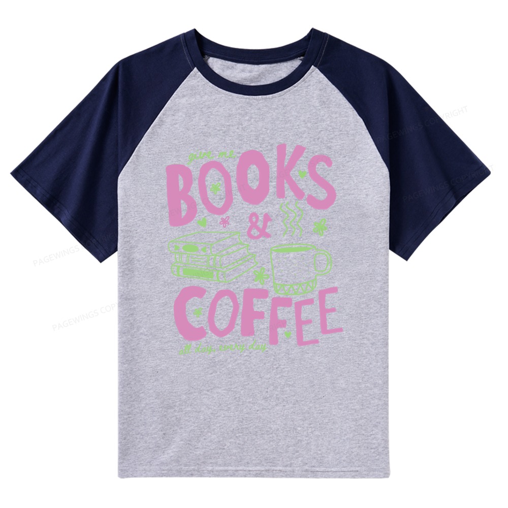 Pagewings Books and Coffee Raglan T-shirt