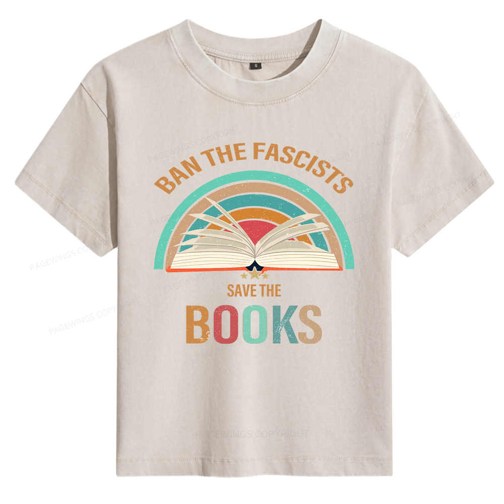 Pagewings Ban The Fascists Save The Books Women's Washed T-shirt