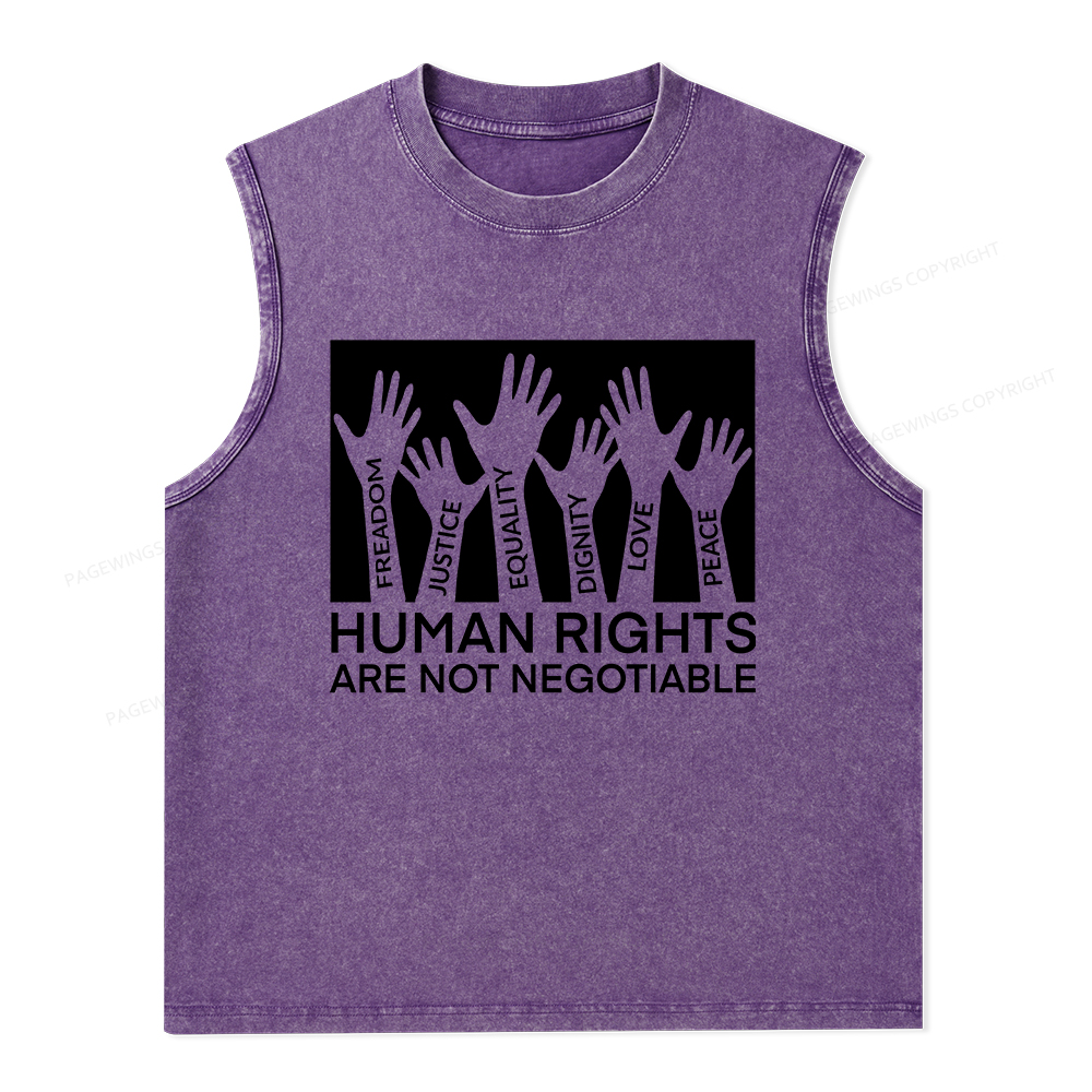 Pagewings Human Rights Are Not Negotiable Unisex Washed Tank Top