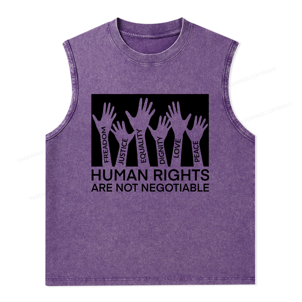 Pagewings Human Rights Are Not Negotiable Unisex Washed Tank Top