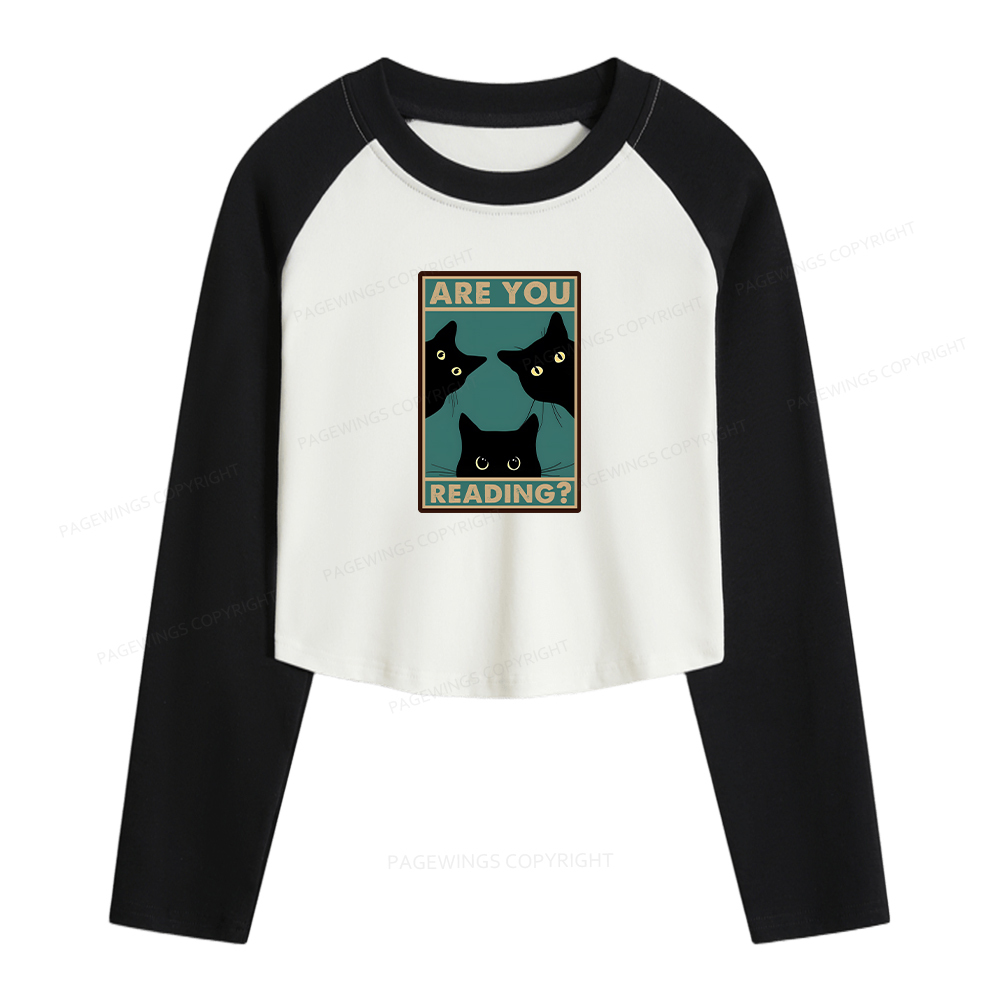 Pagewings Are You Reading Women Long Sleeve Crop Raglan T-shirt