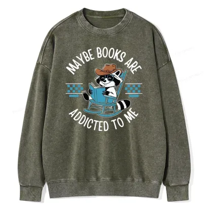 Pagewing Books Are Addicted To Me Unisex Washed Sweatshirt