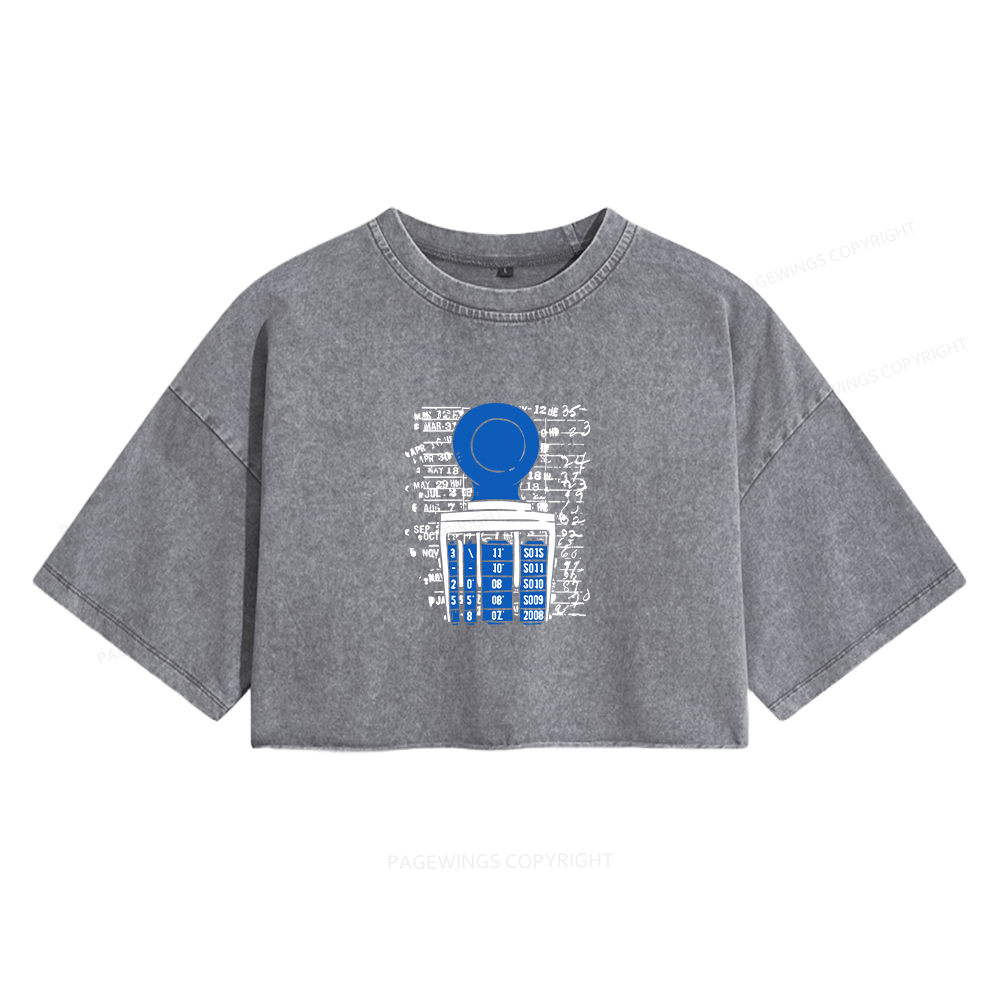 Pagewings Books Library Stamp Women's Washed Cropped T-shirt
