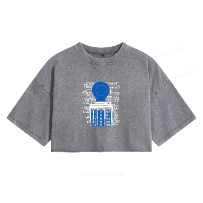 Pagewings Books Library Stamp Women's Washed Cropped T-shirt