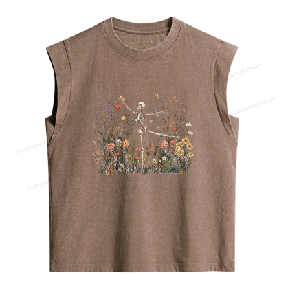 Pagewings Skeleton Reading Women's Washed Tank Top