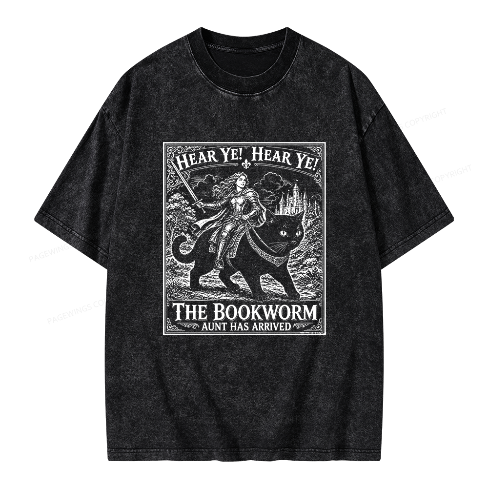 Pagewings Bookworm Knight Riding Unisex Washed T-shirt