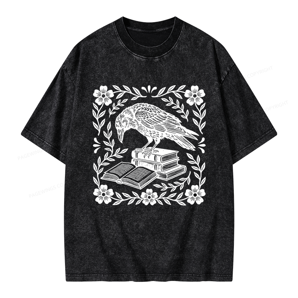 Pagewings Bookish Raven Unisex Washed T-shirt
