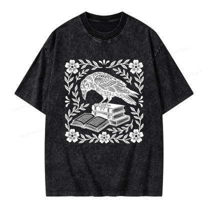 Pagewings Bookish Raven Unisex Washed T-shirt