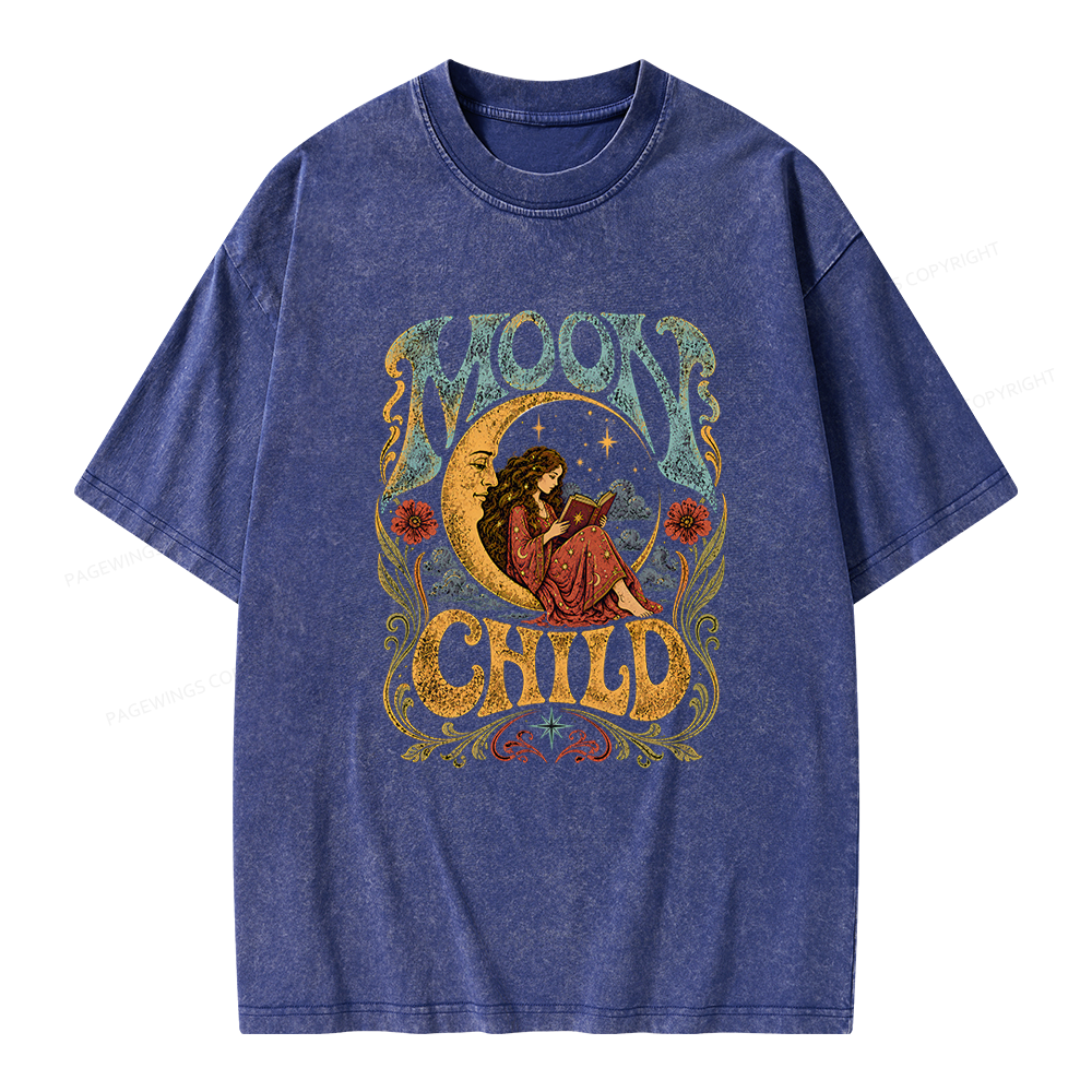 Pagewings Moon Child Unisex Washed T-shirt