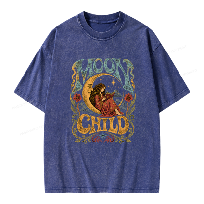 Pagewings Moon Child Unisex Washed T-shirt