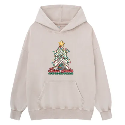 Pagewings Christmas Dear Santa Just Books Please Unisex Washed Hoodie