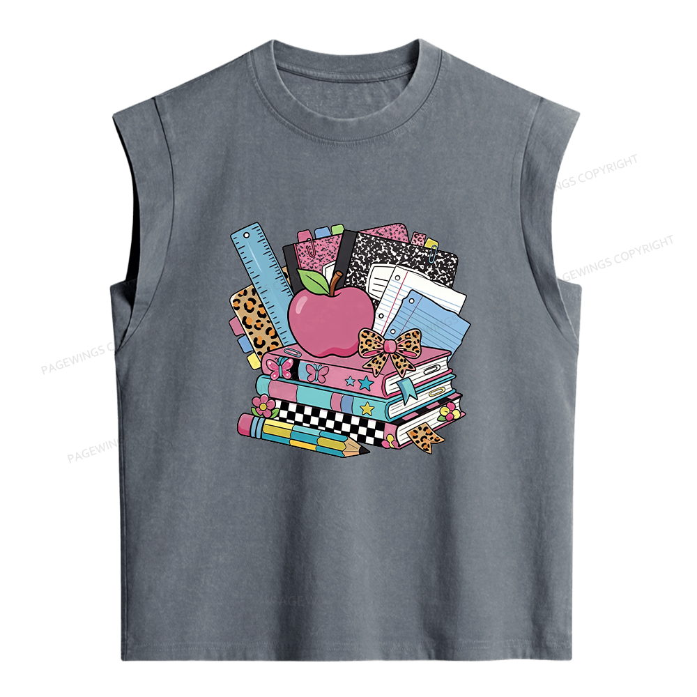 Pagewings Back To School Teacher Women's Washed Tank Top